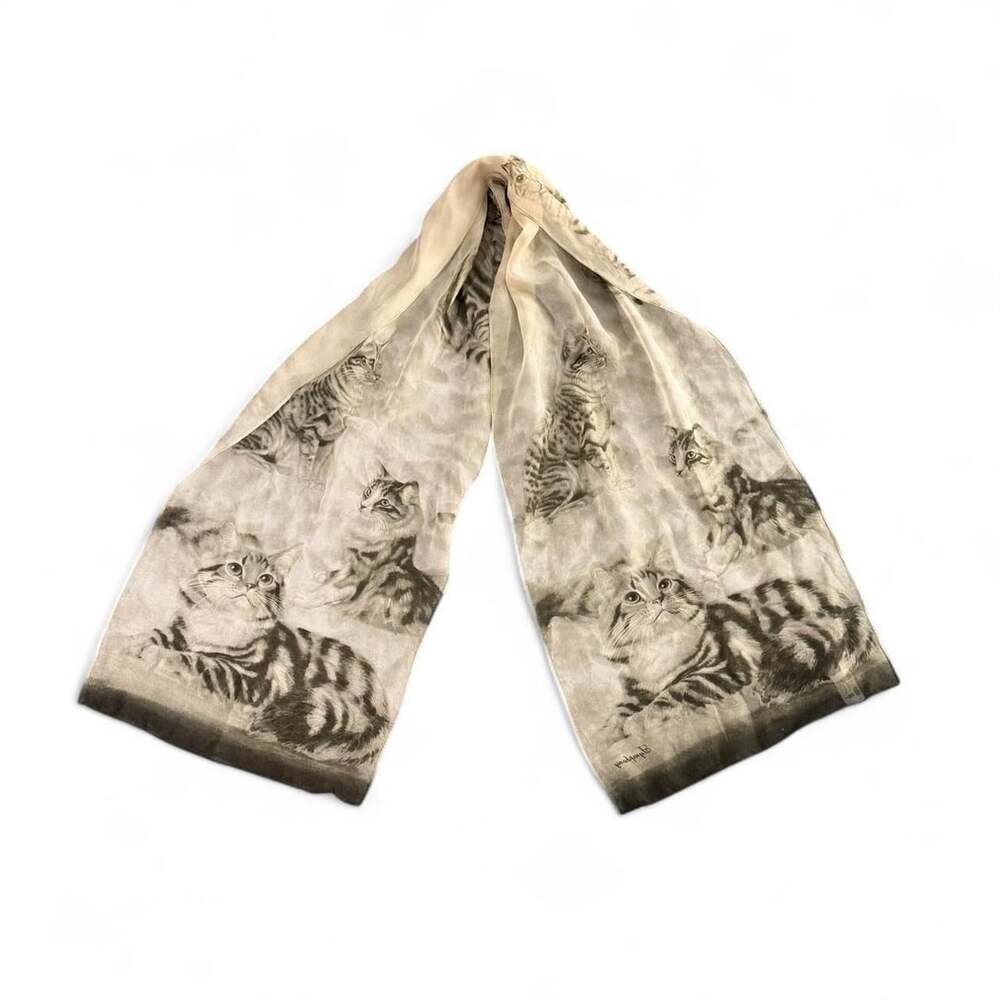 Symphony Scialle Vintage Cat Print Scarf Made in Italy Polyester